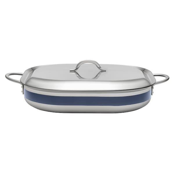 Bon Chef Country French 2 Oblong Pan W/Lid 15" X 11" X 2 7/8" 5 Qt - Cobalt Blue 71023-CF2-CB - main